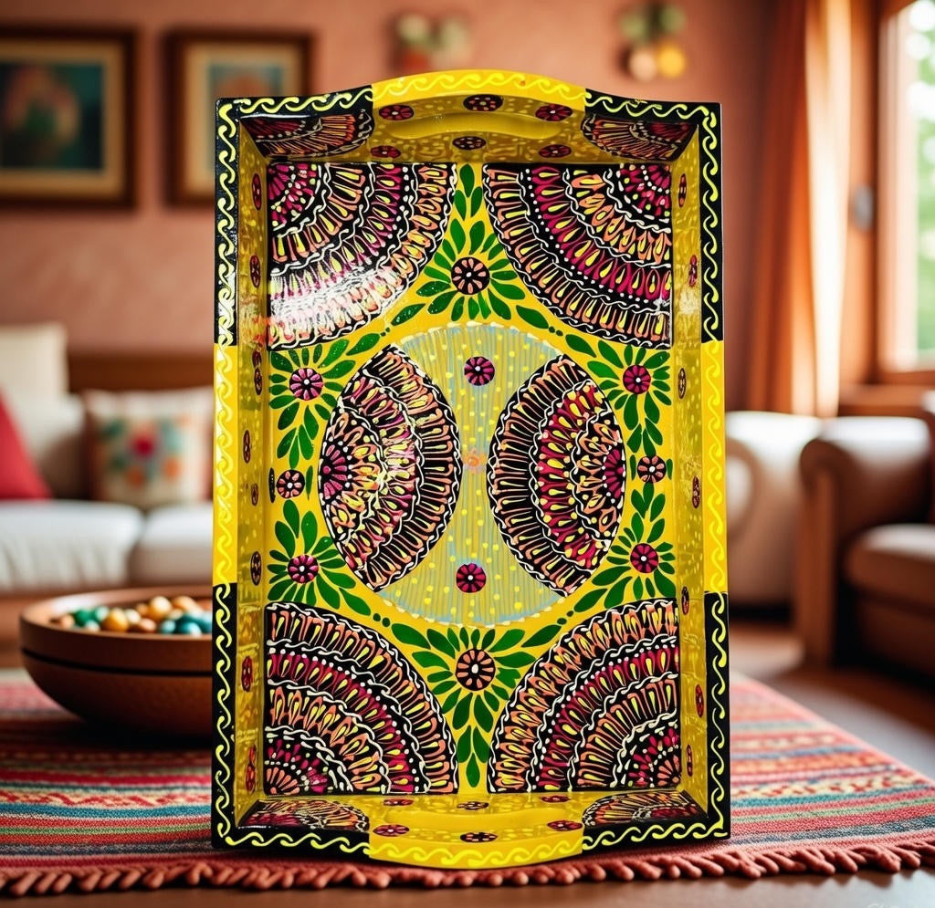 Fine Art Hand-Painted Serving Tray Square-D02-001