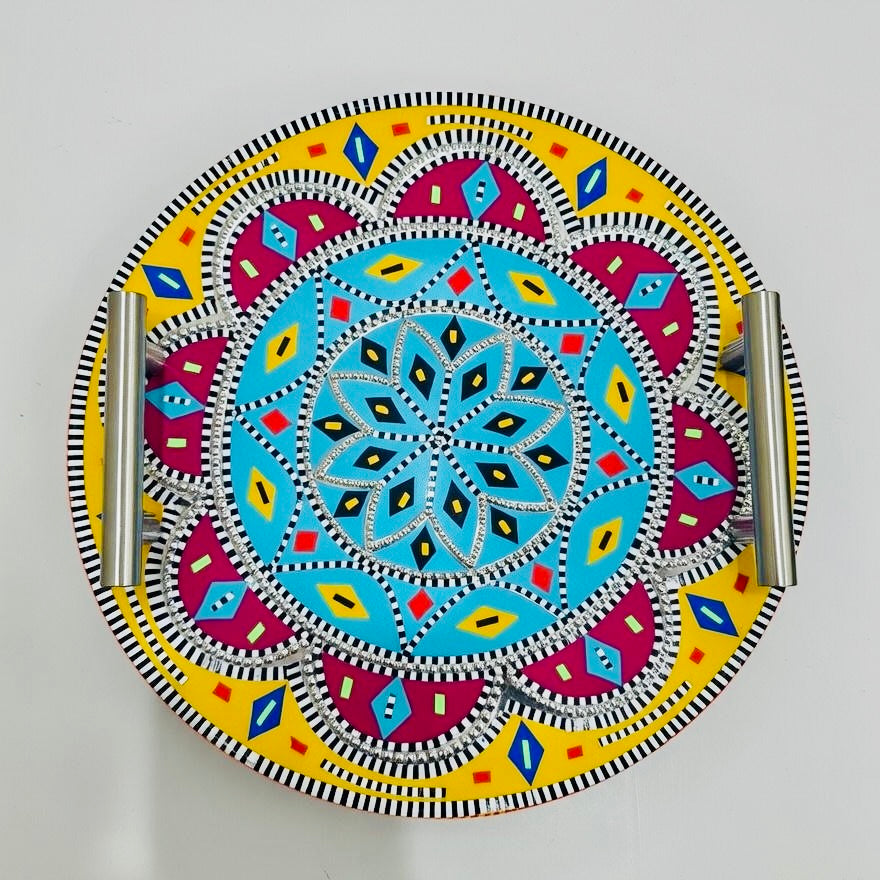 Chamakpatti Handle Serving Tray Round-001-005
