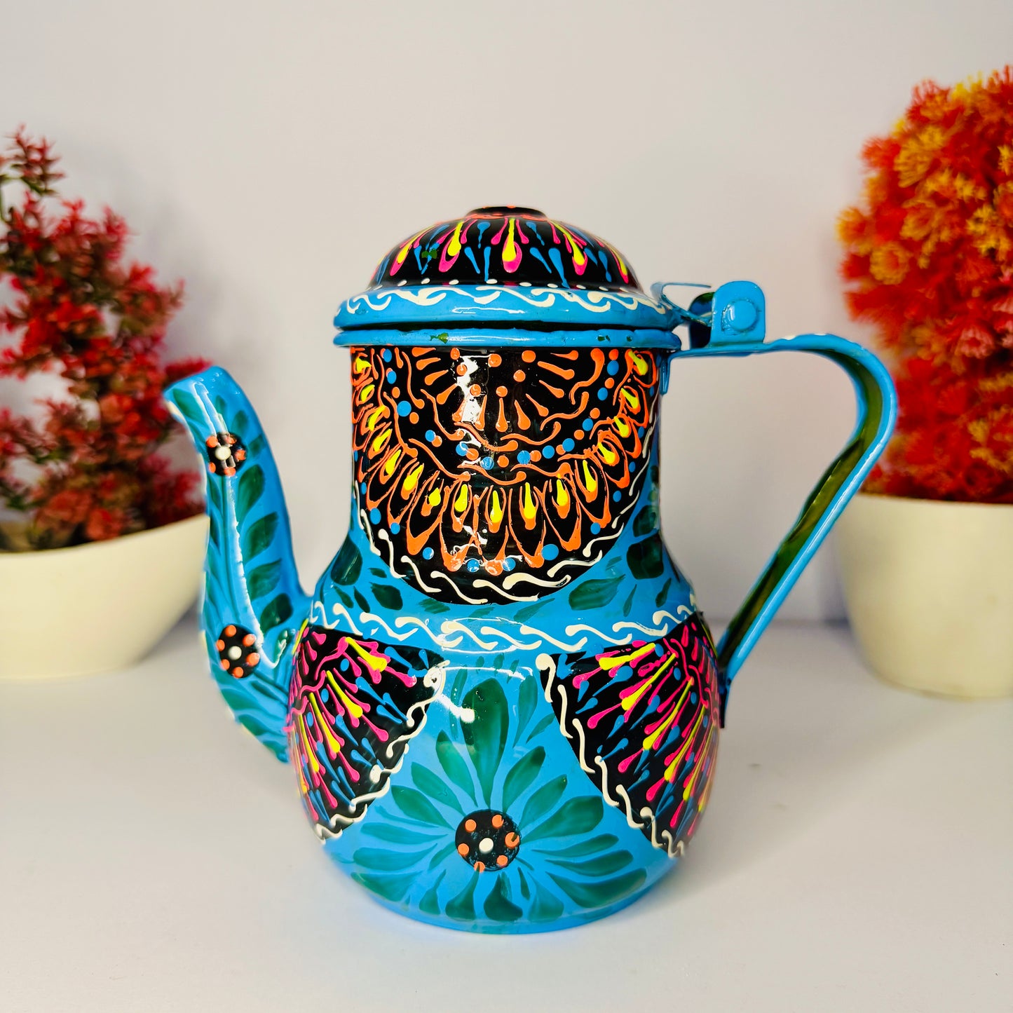 Traditional Truck Art Teapot | Handmade Decorative Kettle L-005.