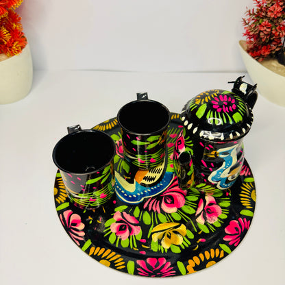 Hand-Painted Pakistani Truck Art Tea Set–Traditional & Colorful 2 cup-006