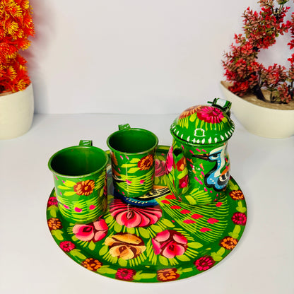 Hand-Painted Pakistani Truck Art Tea Set – Traditional & Colorful 2 cup-004