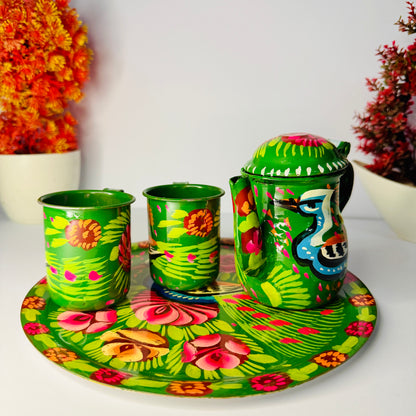 Hand-Painted Pakistani Truck Art Tea Set – Traditional & Colorful 2 cup-004