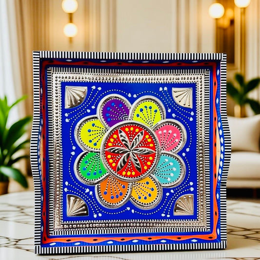 Big Serving Tray with D-Handles – Pakistani Truck Art Inspired 003