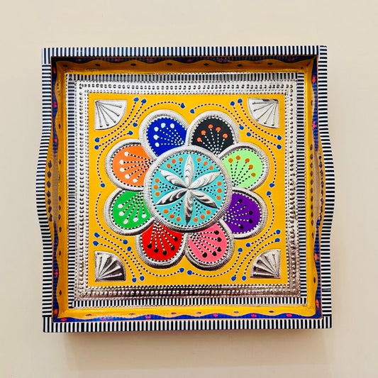 Big Serving Tray with D-Handles – Pakistani Truck Art Inspired