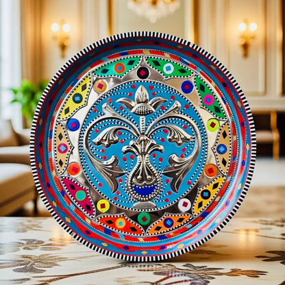 Multicolor Round Medium Tray (Chamakpatti) D01-00