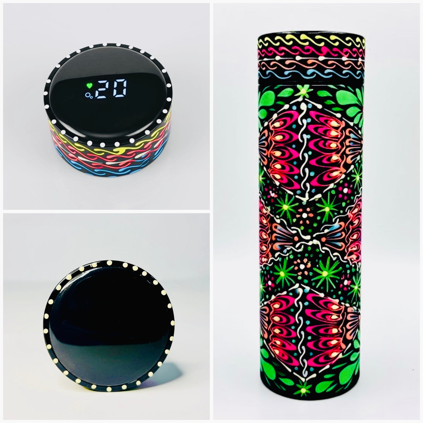 Hand-painted Water Bottle with Digital Temperature Display 006