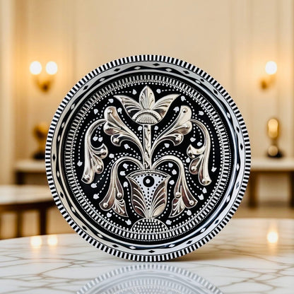 Black & White Round Mini(Small) Tray (Chamakpatti) 006-008