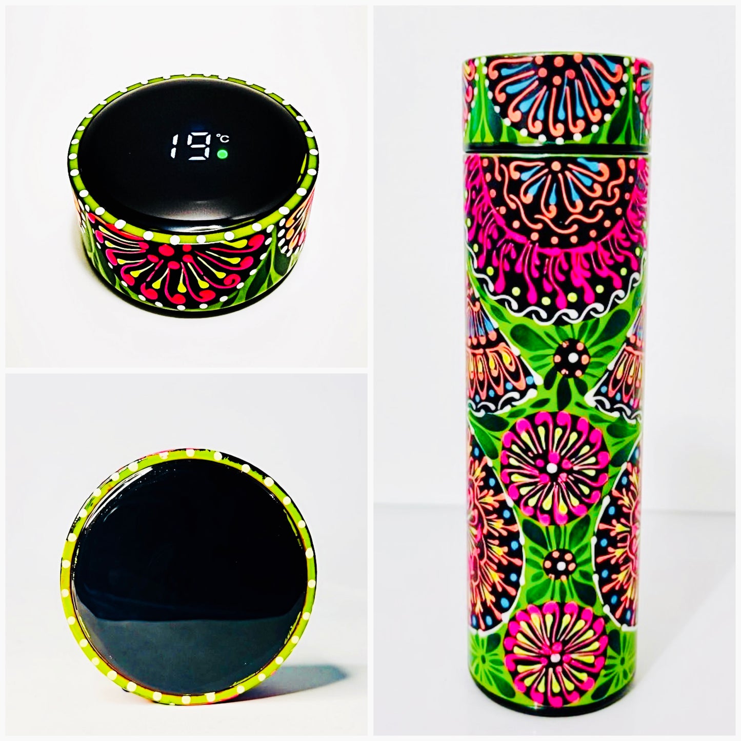 Hand-painted Water Bottle with Digital Temperature Display 004