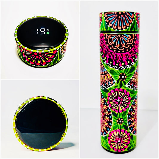 Hand-painted Water Bottle with Digital Temperature Display 004