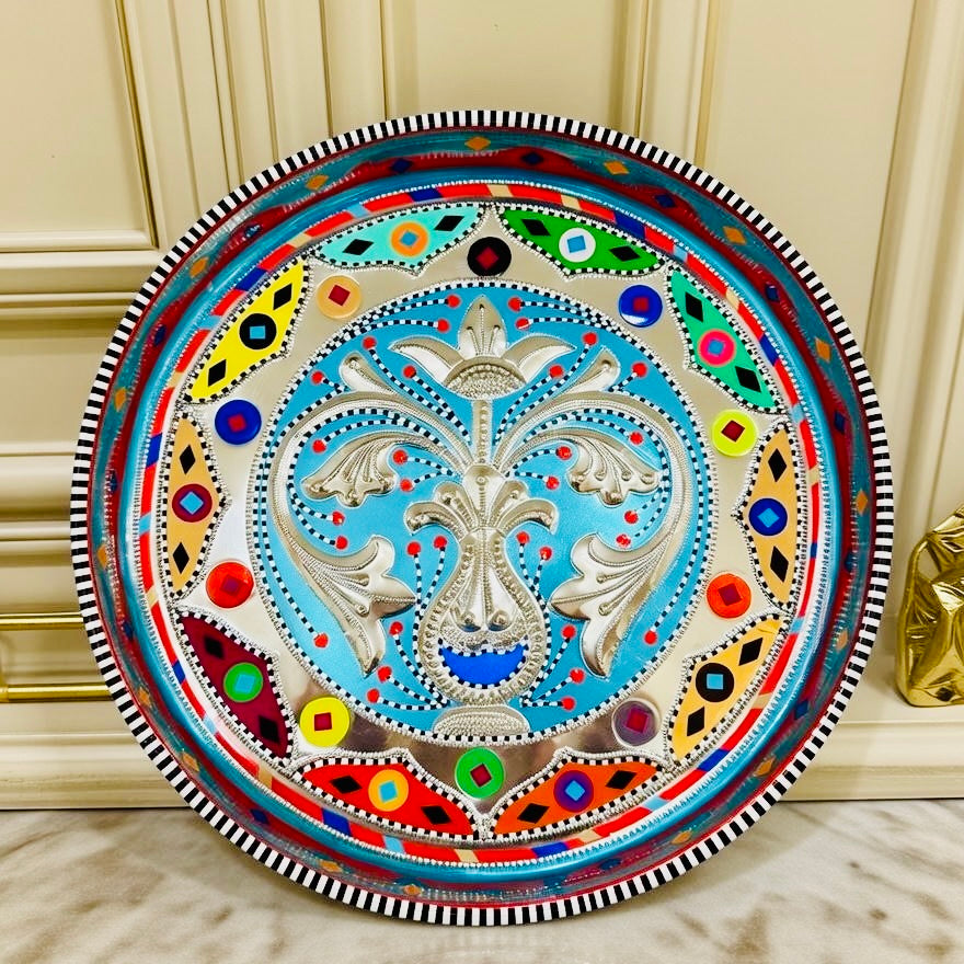 Multicolor Round Medium Tray (Chamakpatti) D01-00