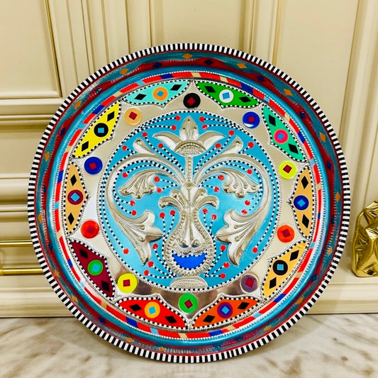 Multicolor Round Medium Tray (Chamakpatti) D01-00