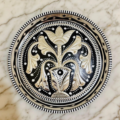 Black & White Round Mini(Small) Tray (Chamakpatti) 006-008