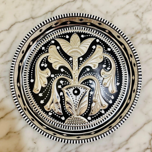 Black & White Round Mini(Small) Tray (Chamakpatti) 006-008