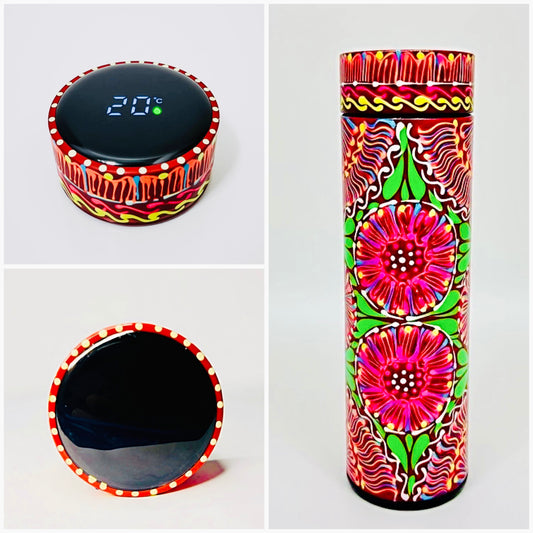 Hand-painted Water Bottle with Digital Temperature Display 002