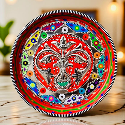 Multicolor Round Medium Tray (Chamakpatti) D02-00