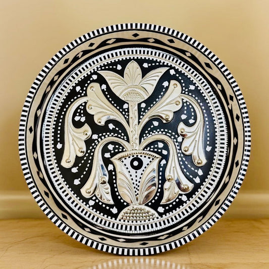 Black & White Round Mini(Small) Tray (Chamakpatti) 006-008