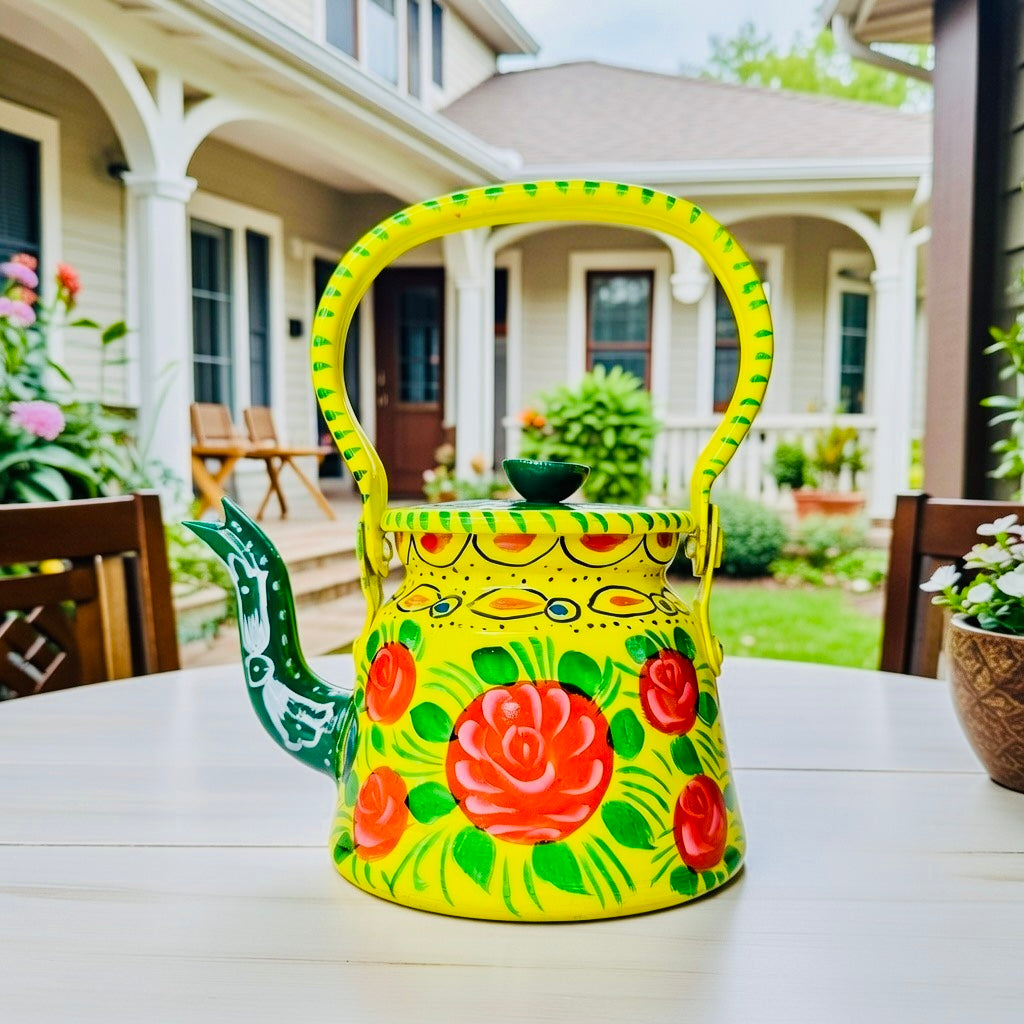 Yellow & Red Floral Motif Hand-painted Kittle 001