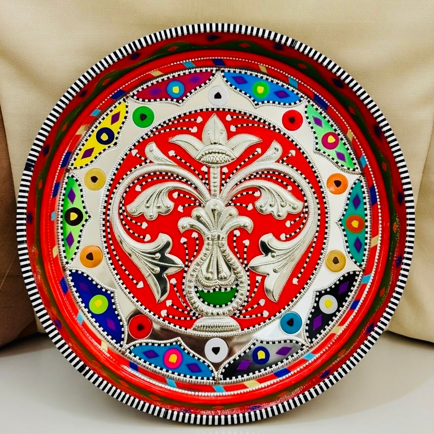 Multicolor Round Medium Tray (Chamakpatti) D02-00