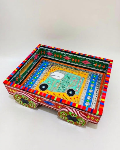 Rickshaw Design Tray on Weels Handmade-Chamakpatti 001-005